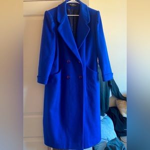 Alorna Vintage Cobalt Blue Wool Peacoat Sz L overcoat